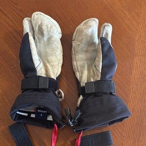 Hestra Black and Cream 3 finger Mittens